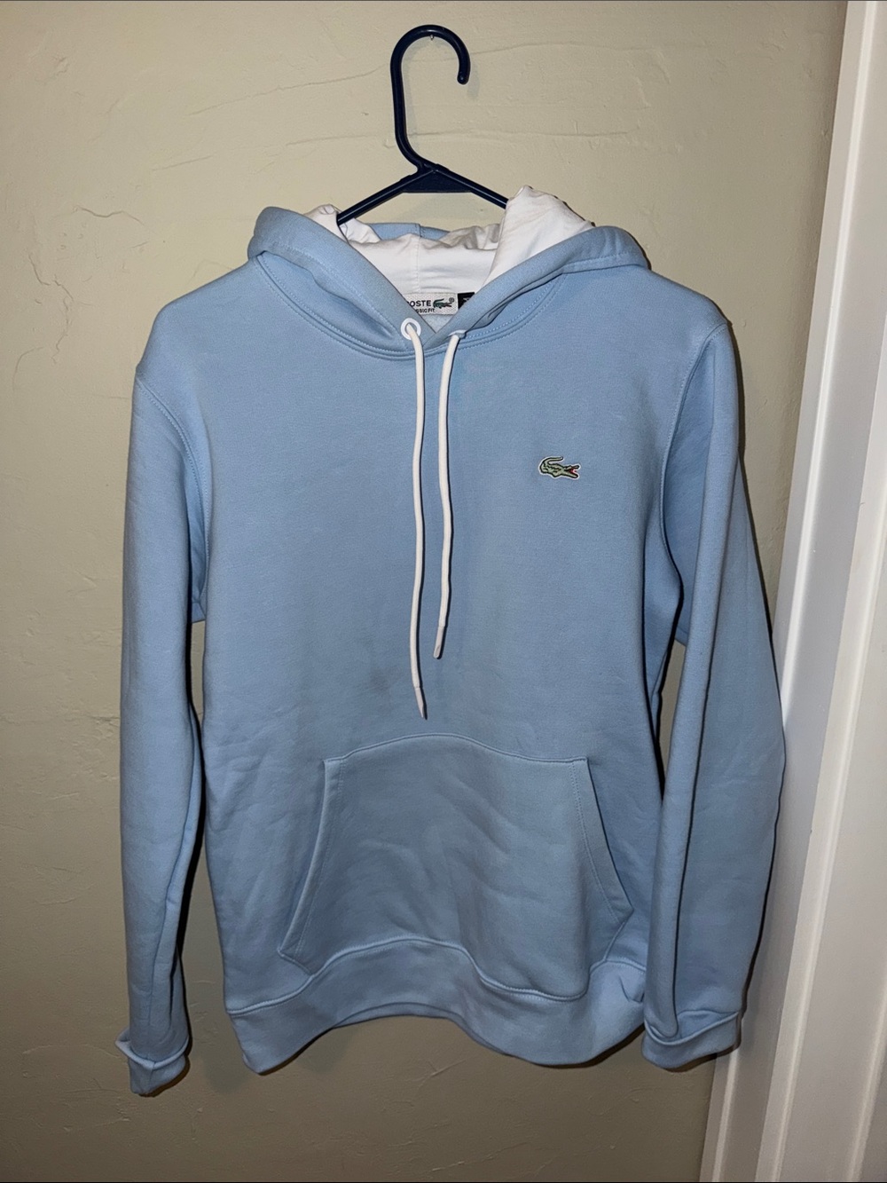 Lacoste Light Blue Pullover Hoodie with White Lining